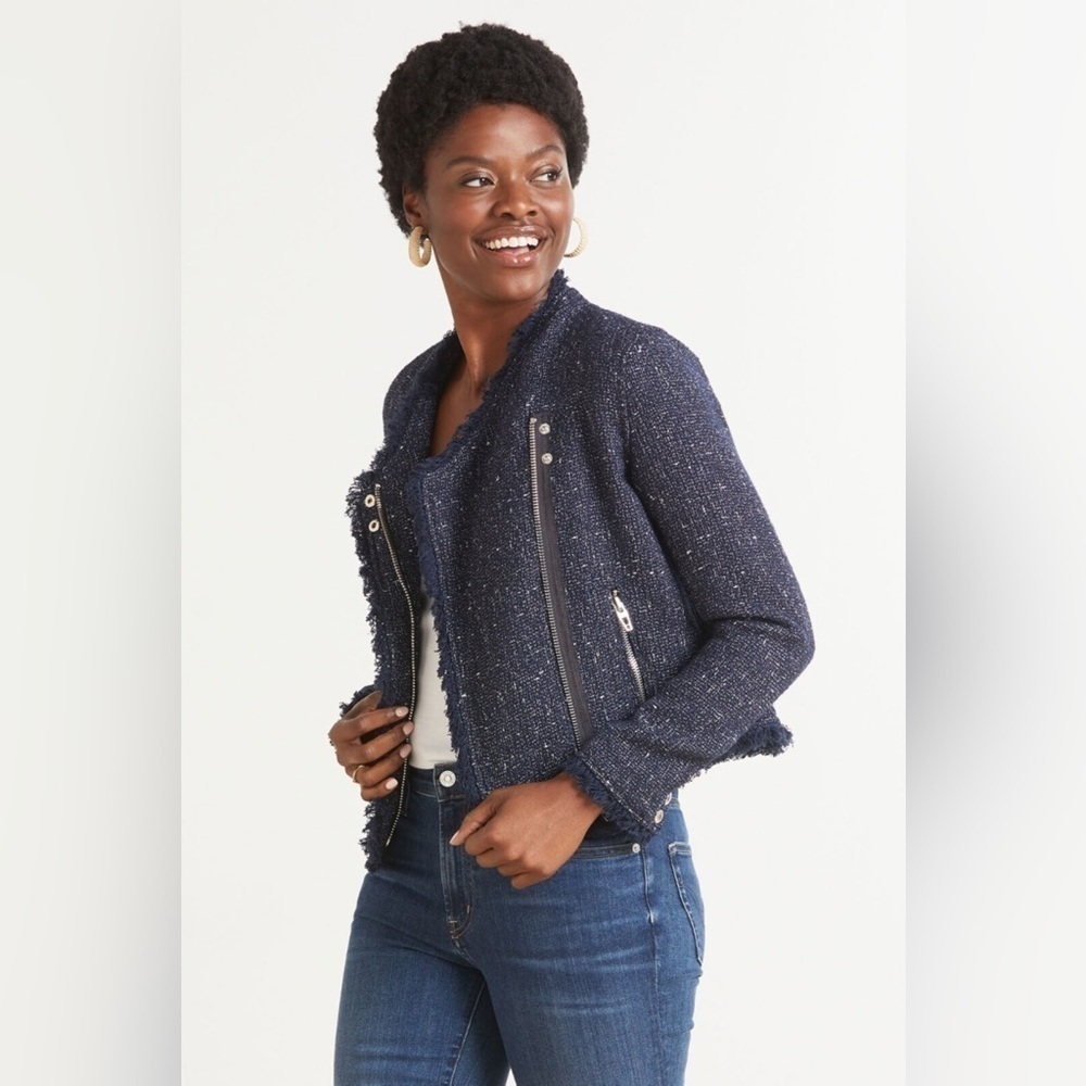 Blank NYC Blue Spring Tweed Moto Jacket
Navy Size XS NWT